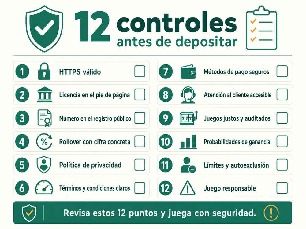 Doce controles de seguridad que un jugador debe verificar antes de depositar